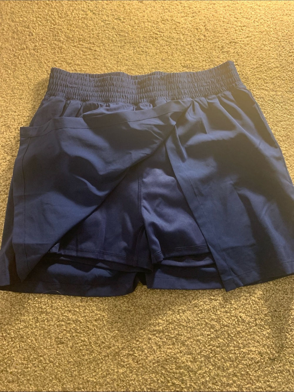 MTA Sport Navy Layered Athletic Skort with Smocked Waistband
